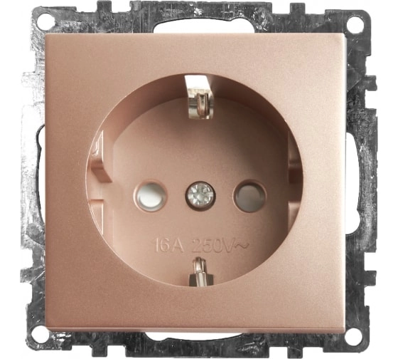 Розетка 1-я защ/шт. с/з механизм Катрин GLS16-7110-02 шампань