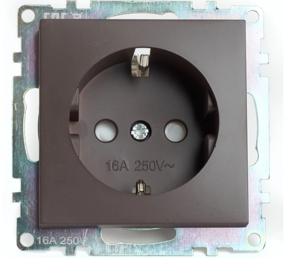 Розетка 1-я защ/шт. с/з мех. Катрин GLS16-7110-04 шоколад