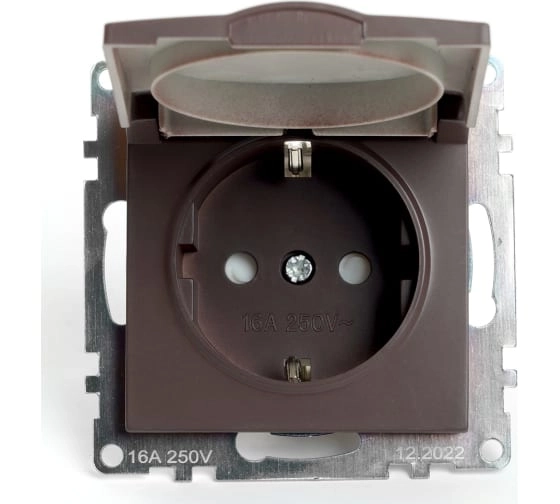 Розетка 1-я с/крышк. мех. с/з Катрин GLS16-7112-04 шоколад