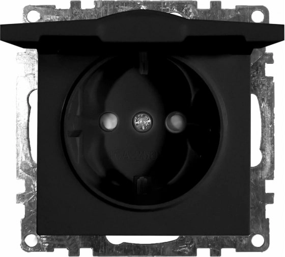 Розетка 1-я с/крышк. мех. с/з Катрин GLS16-7112-05 черный