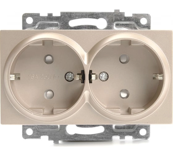 Розетка 2-я защ/шт. мех. с/з Катрин GLS16-7114-02 шампань