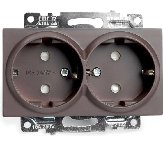 Розетка 2-я защ/шт. мех. с/з Катрин GLS16-7114-04 шоколад