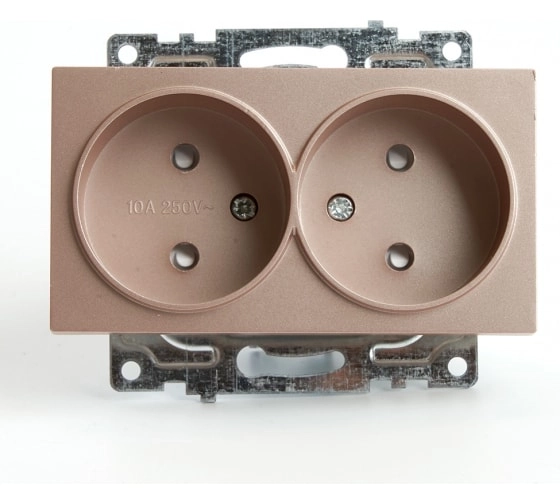 Розетка Катрин 2м GLS10-7113-02 б/з з/шт мех.шампань