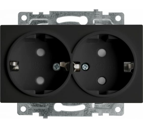 Розетка Катрин 2м GLS16-7114-05 с/з з/шт мех.черный