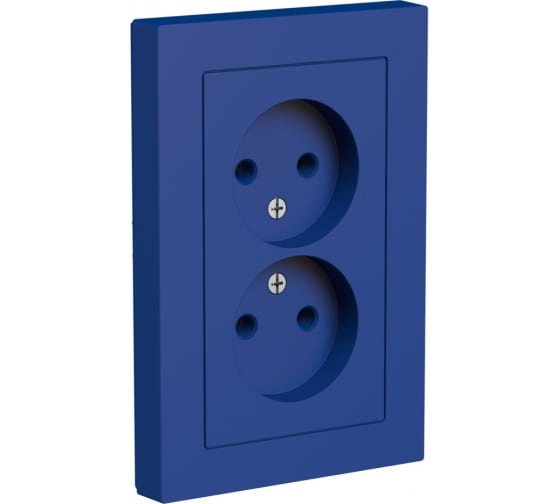 Розетка ATLASDESIGN 2я б/з 16А в сборе аквамарин