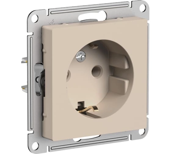 Розетка ATLASDESIGN с/з 16А мех. песочный