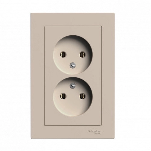 Розетка ATLASDESIGN 2я б/з 16А в сборе песочный