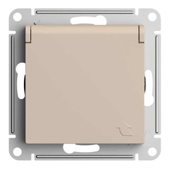 Розетка ATLASDESIGN с/з с/шт с/кр 16А IP20 мех песочный