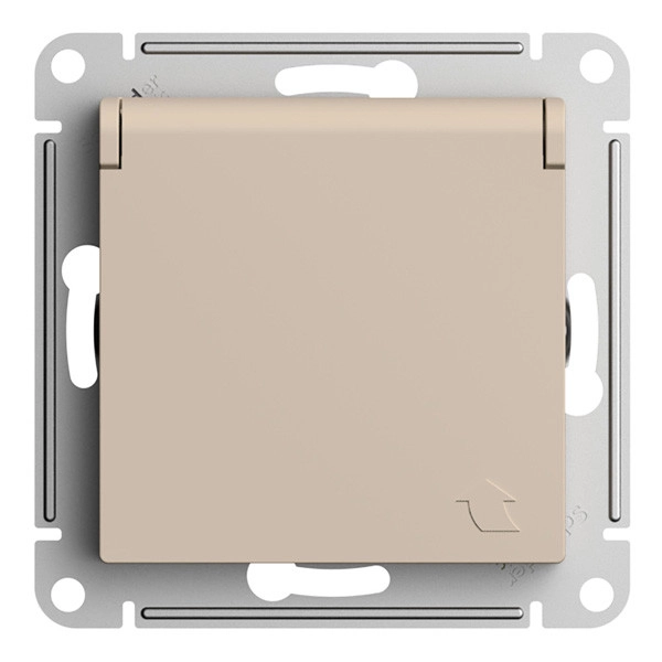 Розетка ATLASDESIGN с/з с/шт с/кр 16А IP20 мех песочный