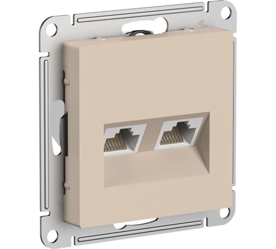 Розетка ATLASDESIGN 2-я комп.RJ45+RJ45 кат.5E мех.песочный