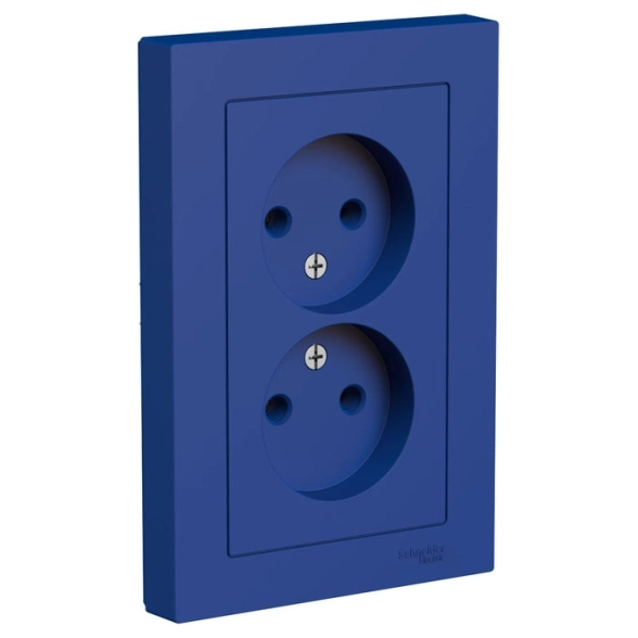 Розетка ATLASDESIGN 2-я с/з скрыт.монтаж аквамарин