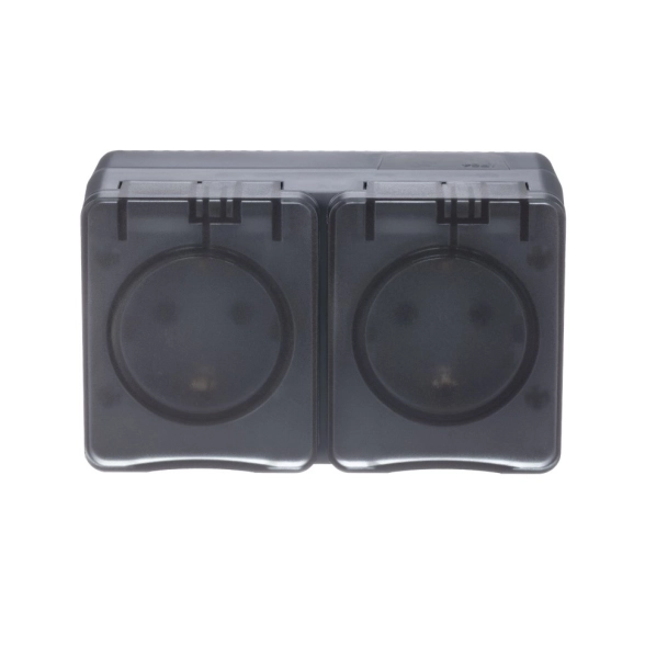 Розетка ATLASDESIGN Profi54 2-я с/з с/шт IP54 16А антрацит