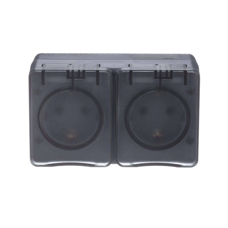 Розетка ATLASDESIGN Profi54 2-я с/з с/шт IP54 16А антрацит
