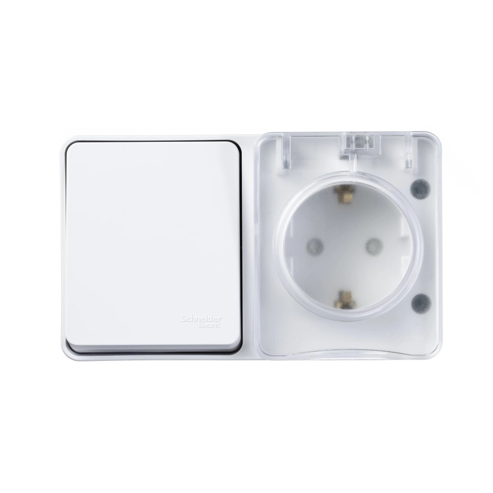 Блок ATLASDESIGN Profi54 роз.с/з с/шт+выкл 1кл 10А бел IP54
