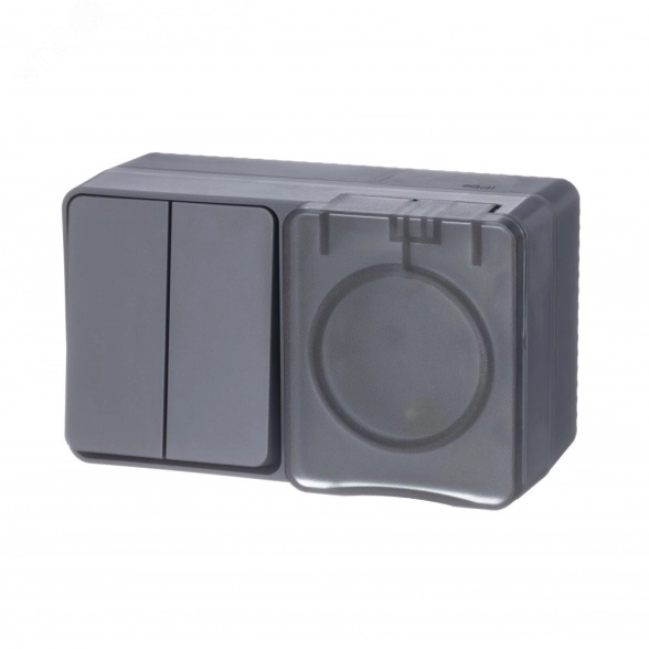 Блок ОУ A.D Profi54 роз.с/з с/шт 16А+выкл 2кл 10А антрацит