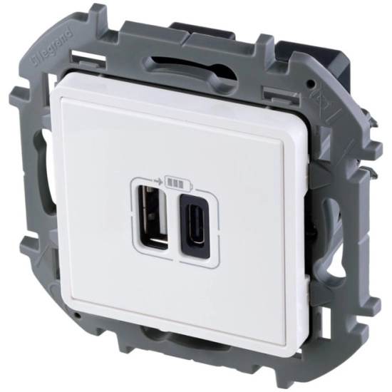 Механизм розетки INSPIRIA Legrand с/з с/ЗУ USB-C 5В белый
