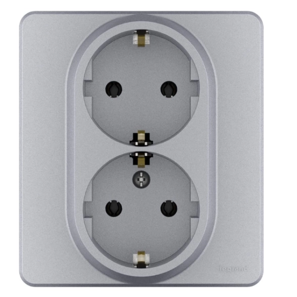Розетка INSPIRIA Legrand 2-я с/з алюминий