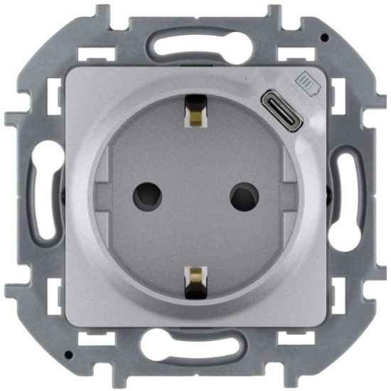 Механизм розетки INSPIRIA Legrand с/з с/ЗУ USB-C 5В алюмин.