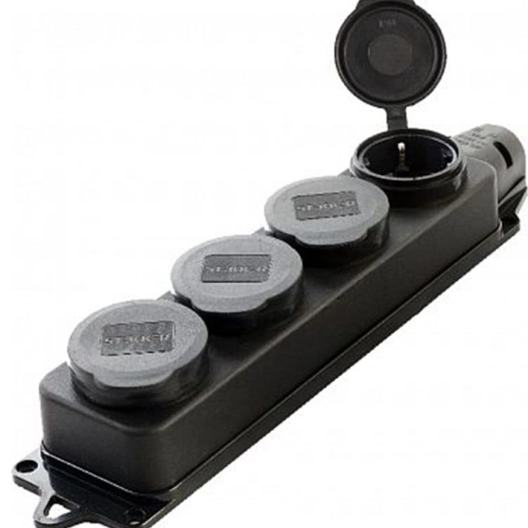 Розетка переносная с/з 4х-мес. каучук RST16-24-44 черный