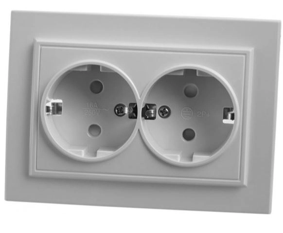 Розетка Эрна 2м с/з PST16-9014-01 белый