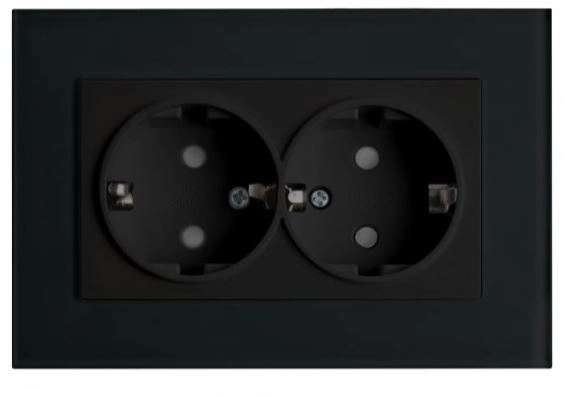 Розетка Эрна 2м с/з з/шт PST16-9014-03 черный
