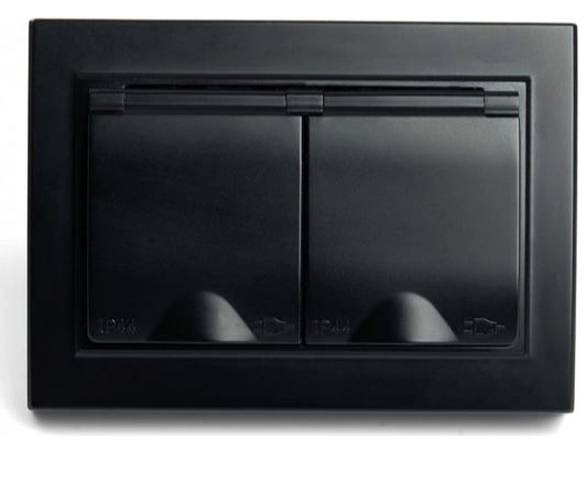 Розетка Эрна 2м с/з с/кр PST16-9015-03 черный