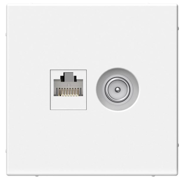 Розетка ArtGallery 2-я ТВ+комп RG45 к.5Е белый