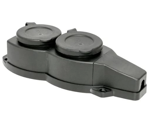 Розетка 2гн з/кр каучук 2Р+РЕ 16А 230В IP44 EKF