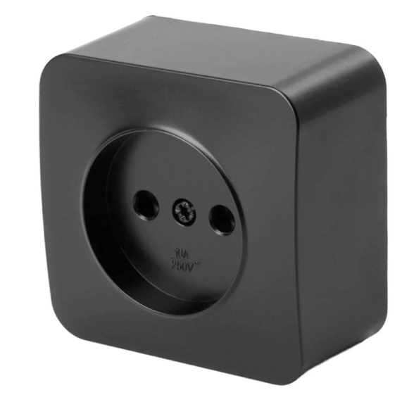Розетка София 1м ОУ б/з 10А MST10-11-05 черн.матовый