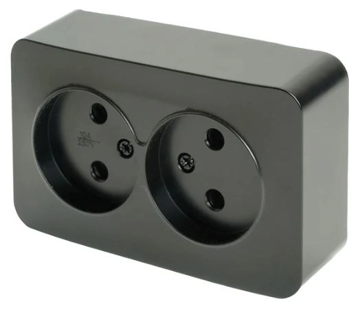 Розетка София 2м ОУ б/з 10А MST10-12-05 черн.матовый