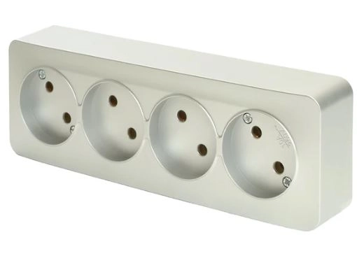 Розетка София 4м ОУ б/з 10А MST10-14-03 серебро