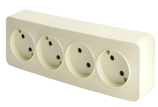 Розетка София 4м ОУ б/з 10А MST10-14-04 сл.кость