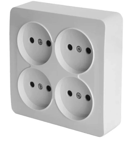 Розетка София 4м ОУ б/з квадрат 10А MST10-14S-01 белый