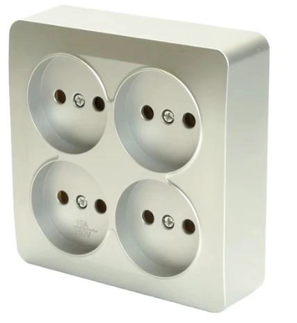 Розетка София 4м ОУ б/з квадрат 10А MST10-14S-03 серебро