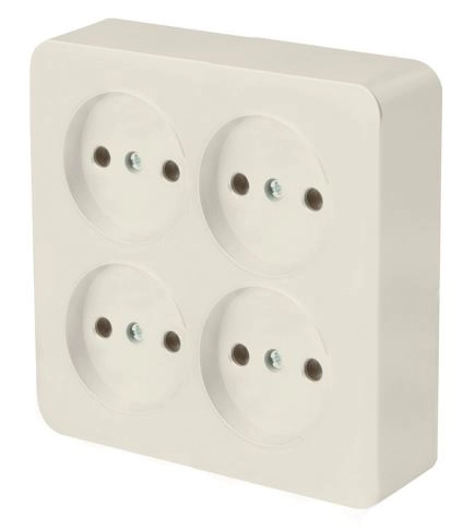 Розетка София 4м ОУ б/з квадрат 10А MST10-14S-04 сл.кость