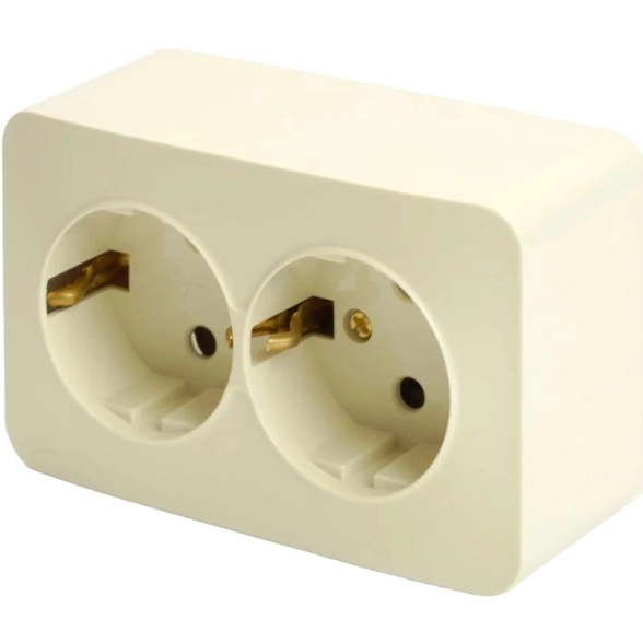 Розетка София 2м ОУ с/з 16А MST16-12-04 сл.кость