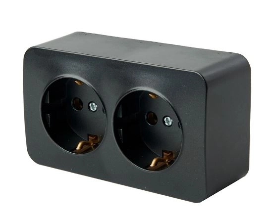 Розетка София 2м ОУ с/з 16А MST16-12-05 черн.матовый