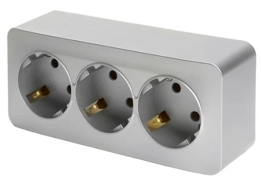 Розетка София 3м ОУ с/з 16А MST16-13-03 серебро