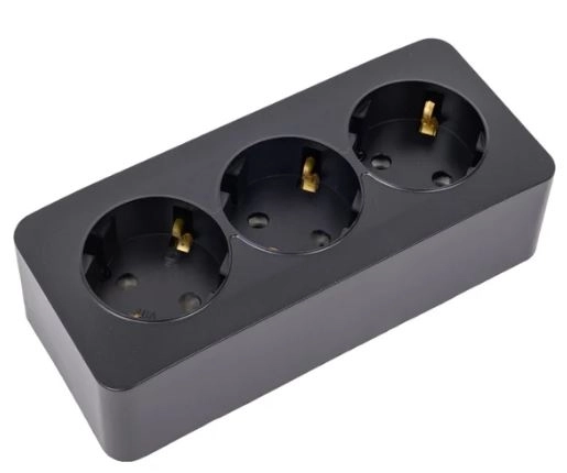 Розетка София 3м ОУ с/з 16А MST16-13-05 черн.матовый