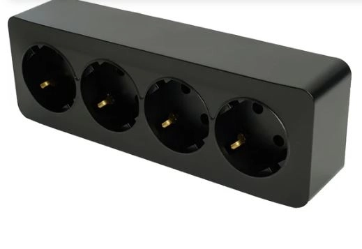 Розетка София 4м ОУ с/з 16А MST16-14-05 черн.матовый