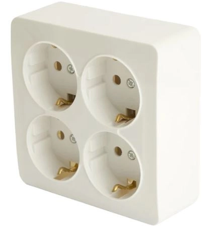 Розетка София 4м ОУ с/з квадрат 16А MST16-14S-01 белый