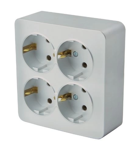 Розетка София 4м ОУ с/з квадрат 16А MST16-14S-03 серебро
