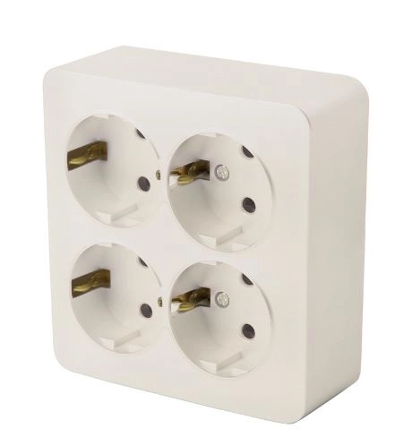 Розетка София 4м ОУ с/з квадрат 16А MST16-14S-04 сл.кость