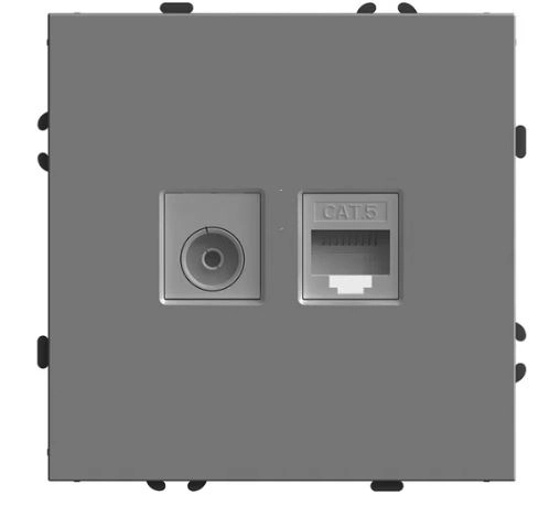 Розетка Эмили TV+комп RG45 мех. RST00-5106-10 платин-сер