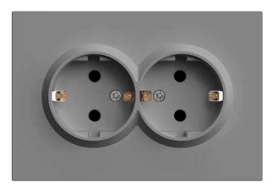 Розетка Эмили 2м з/шт с/з 16А RST16-5114-10 платин-серый