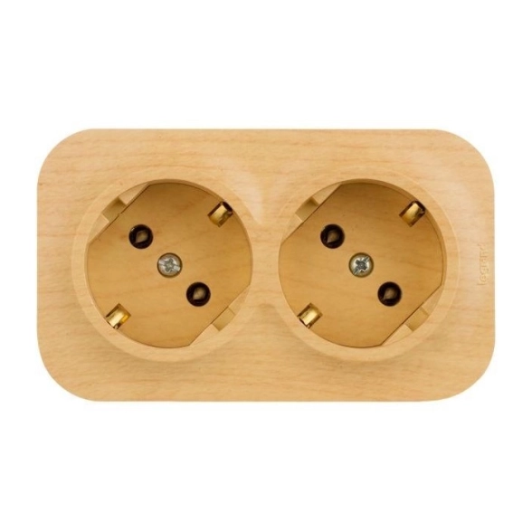 Розетка Quteo 2-я с/з б/шт наруж. 16А IP20 дерево