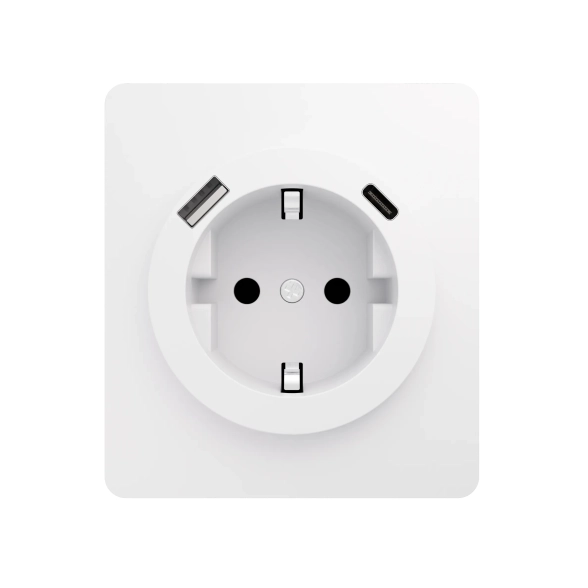 Розетка ROUND 1-я с/з с/у з/шт 16А USB A+C 5B/3A Перл.KRANZ