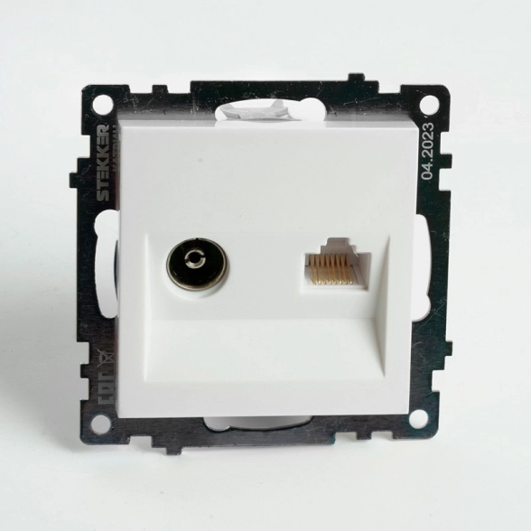Розетка Катрин TV+комп RJ-45 GLS00-7106-01 мех.белый