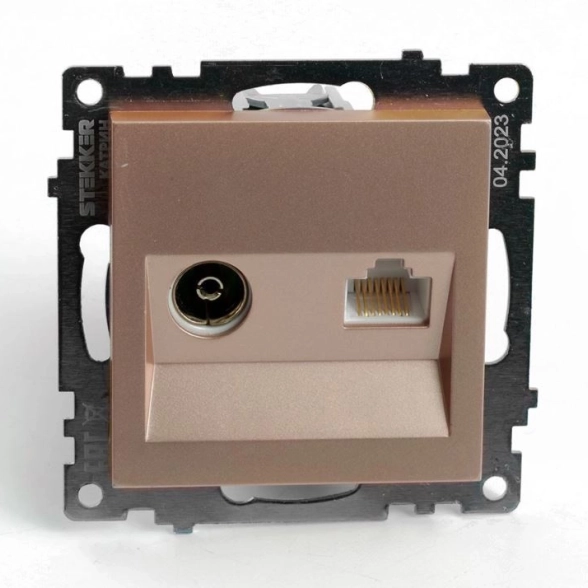Розетка Катрин TV+комп RJ-45 GLS00-7106-02 мех.шампань