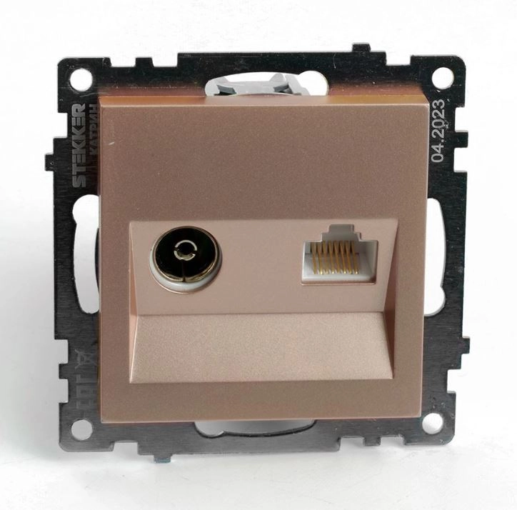 Розетка Катрин TV+комп RJ-45 GLS00-7106-02 мех.шампань